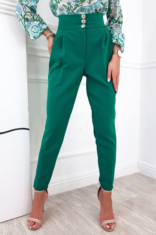 Button High Waist Trouser Pants