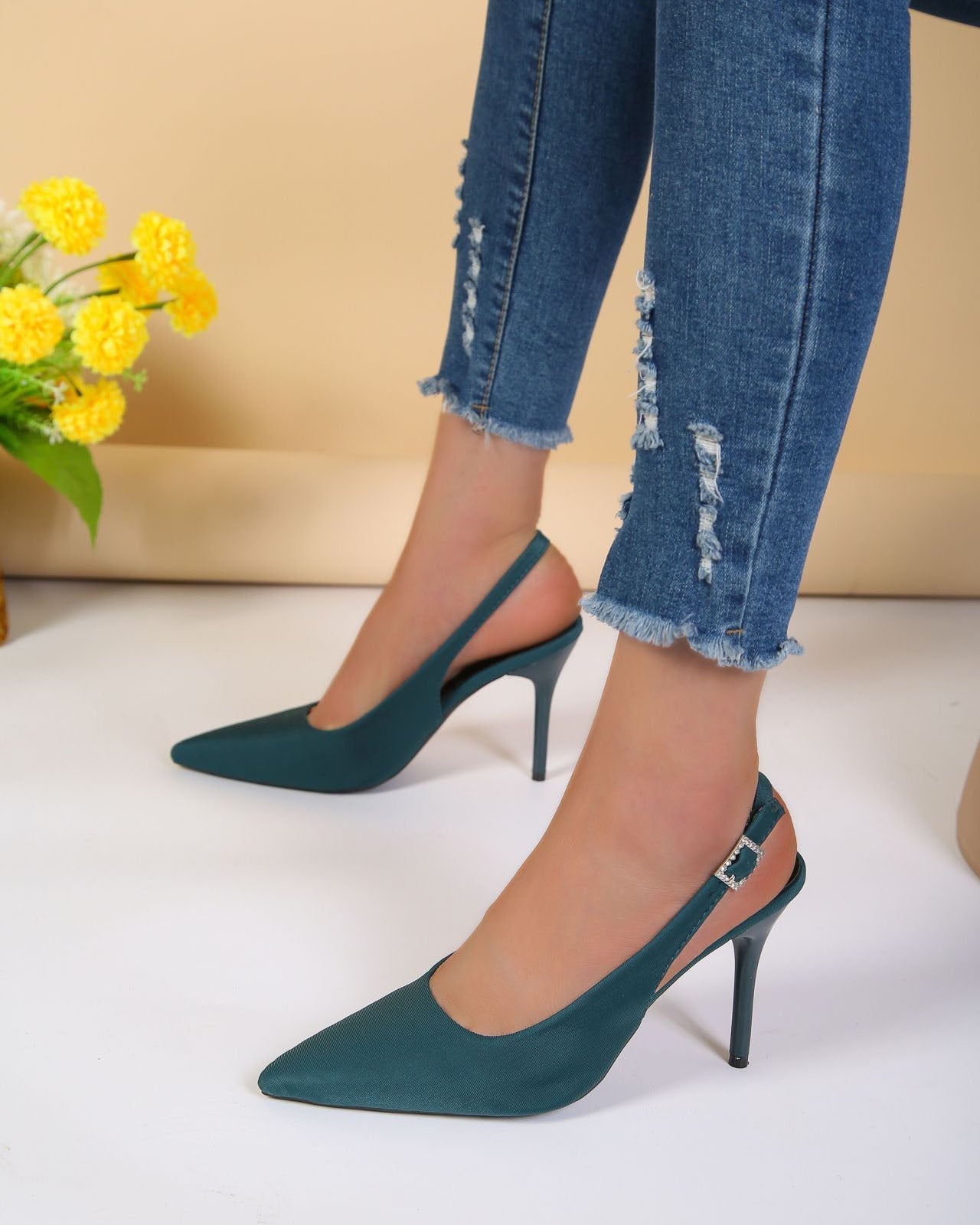 Pointed Toe High Heel Ankle Strap Sandals