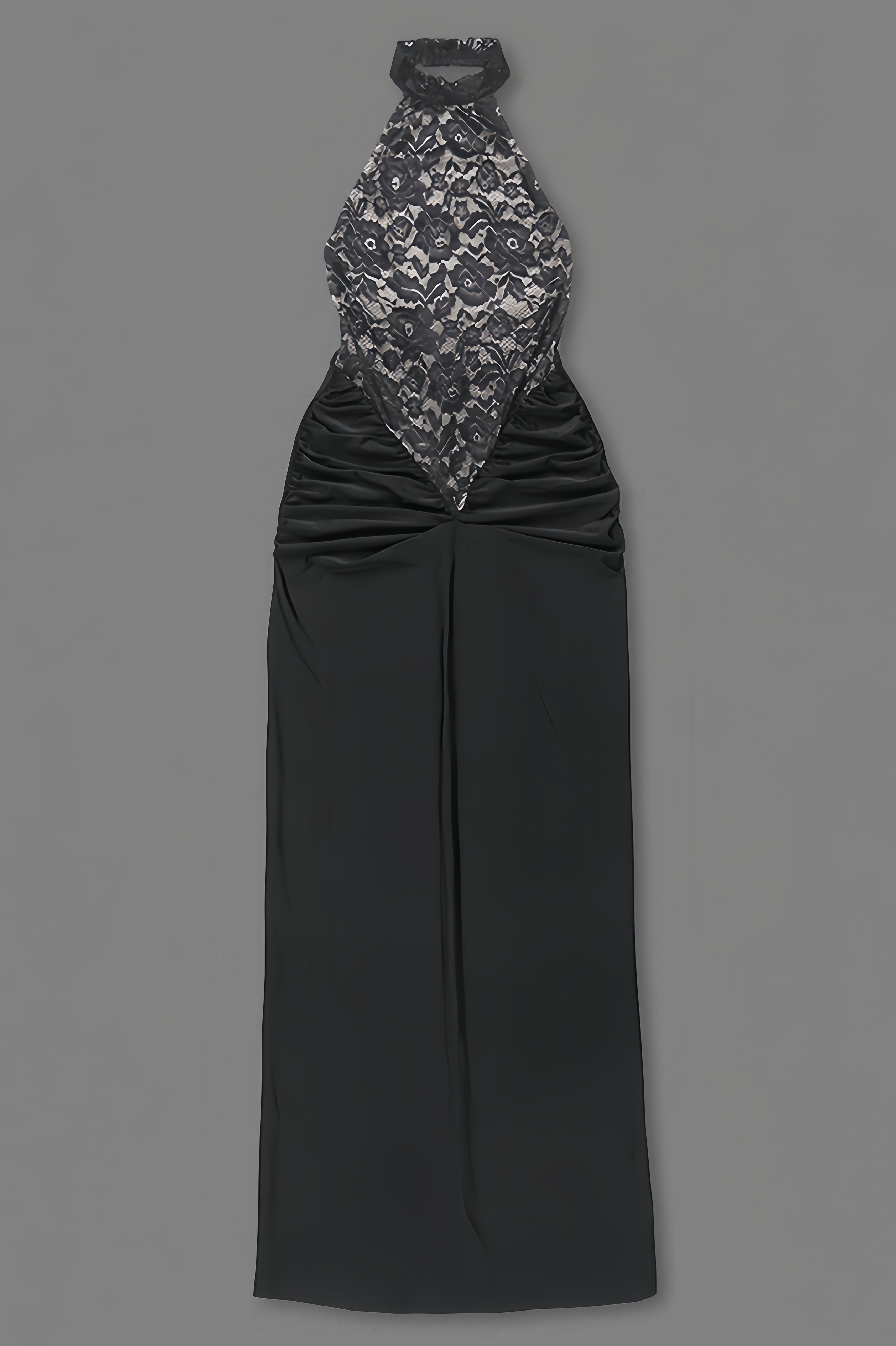 Beli Black Lace Slim Maxi Dress - View 6