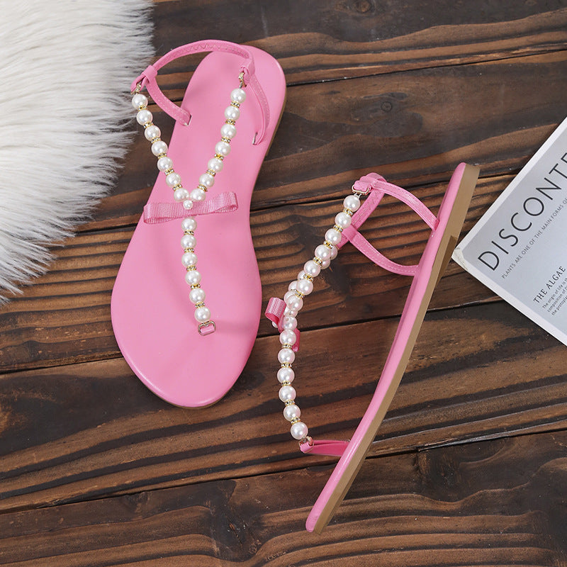 Pearl String Clip-toe Sandals