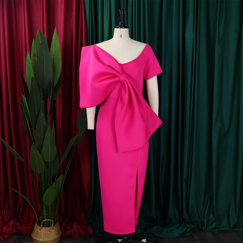Satin Cowl Neck Backless High Split Slip Maxi Dress
