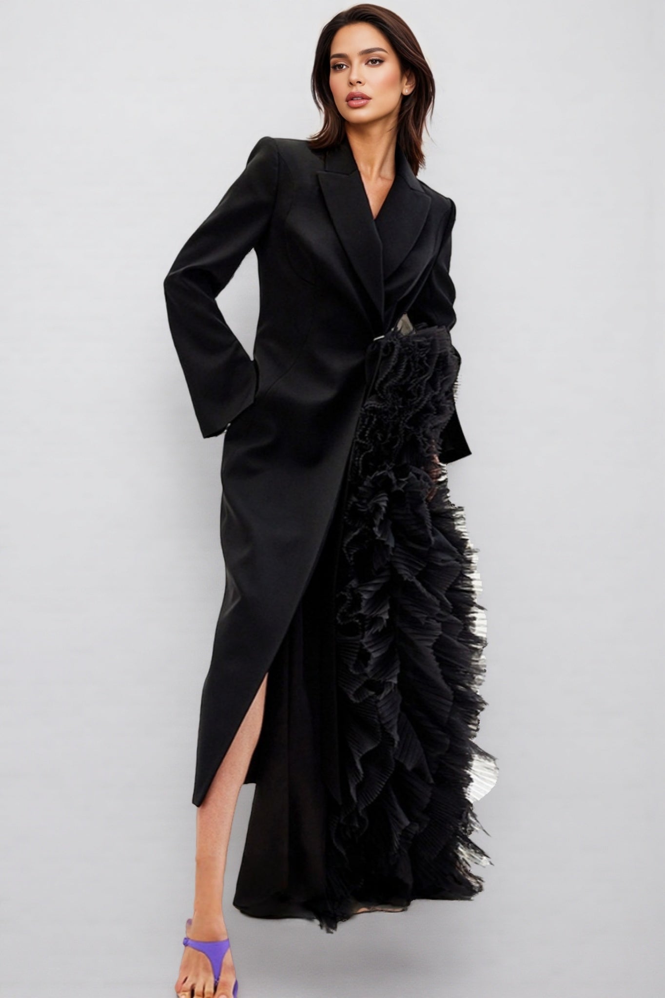 Edmund Irregularly Spliced Mesh Maxi Dress - View 2