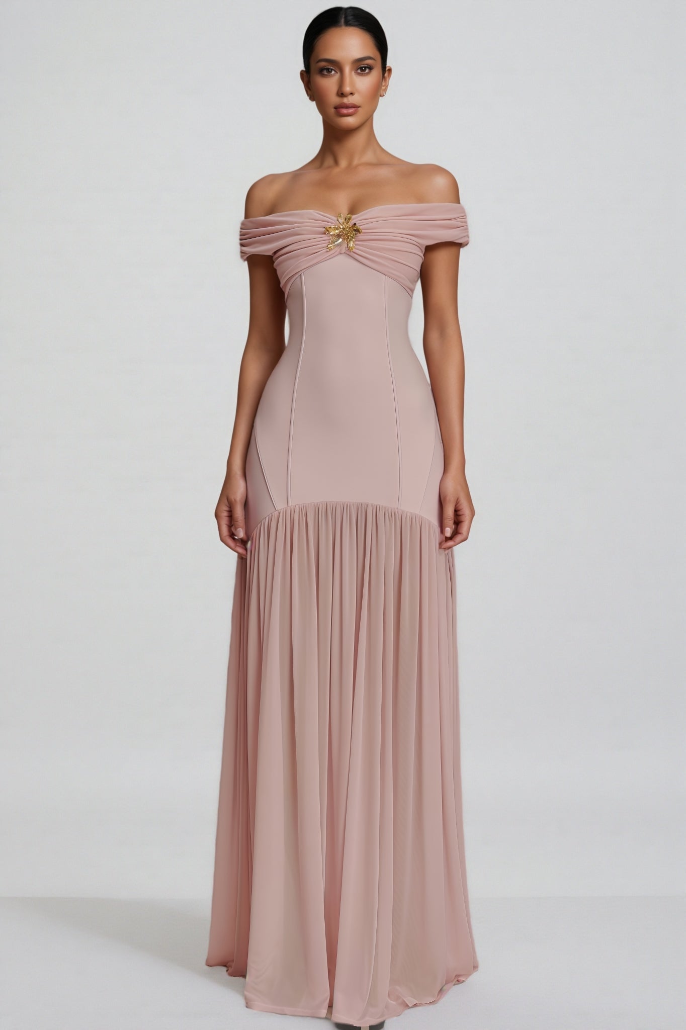 Cionlt Pink Mesh Backless Pleated Maxi Dress - View 2
