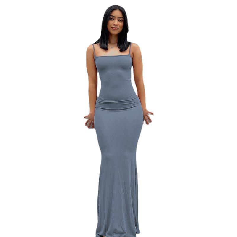 Scoop Neck Spaghetti Strap Bodycon Mermaid Maxi Dress 5