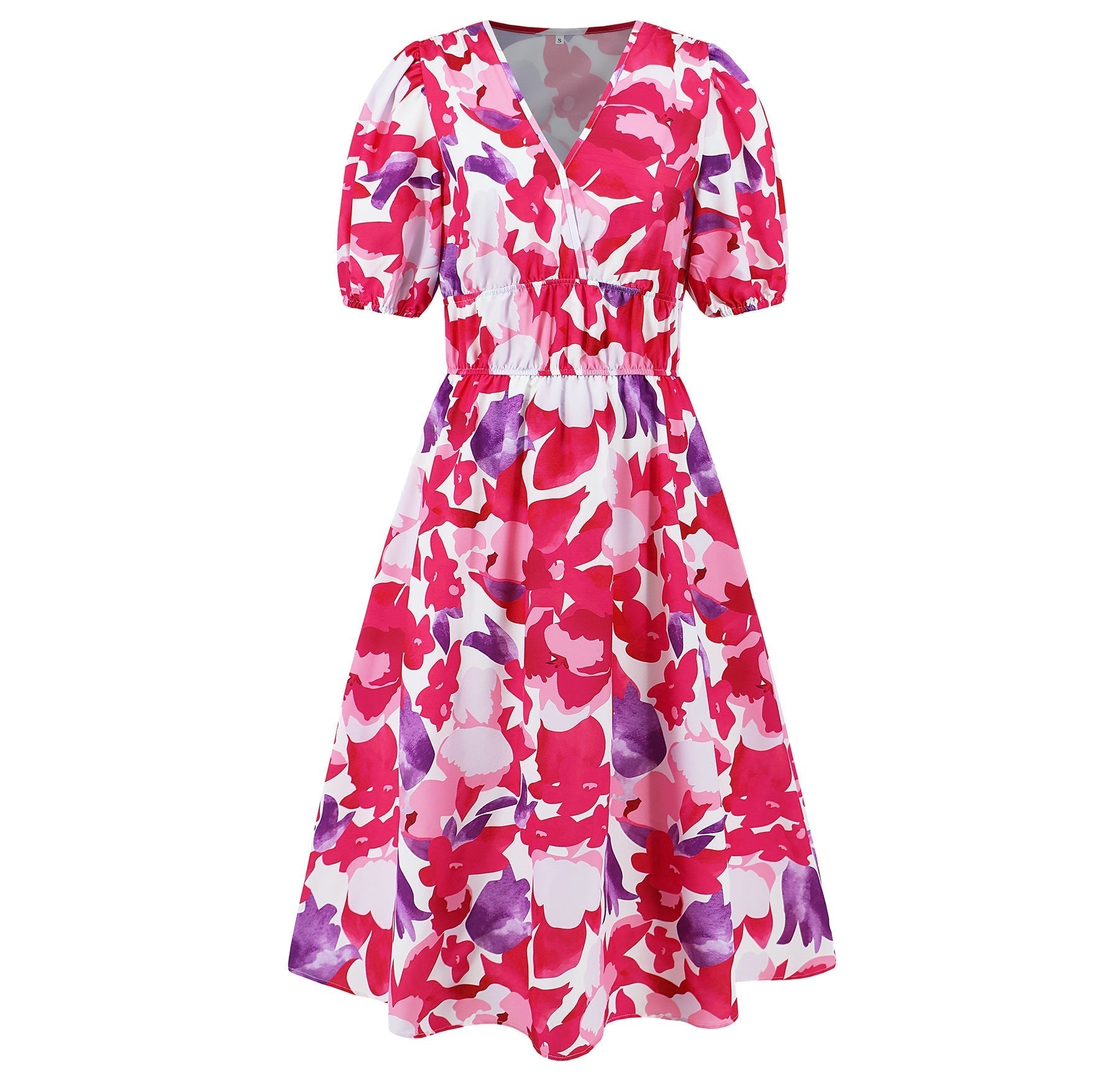 V Neck Bohemian Printed Dress A Line Dress