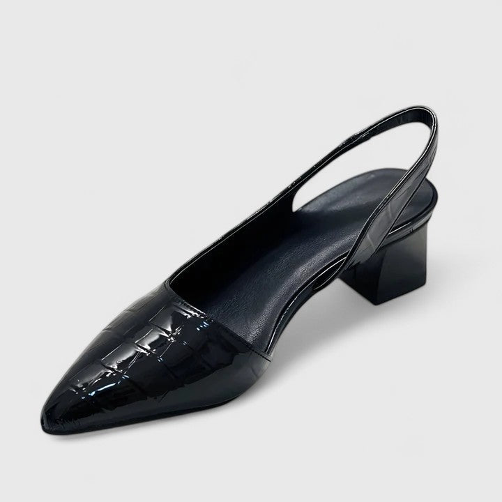 Pointed Toe Slingback Block Heel Pumps