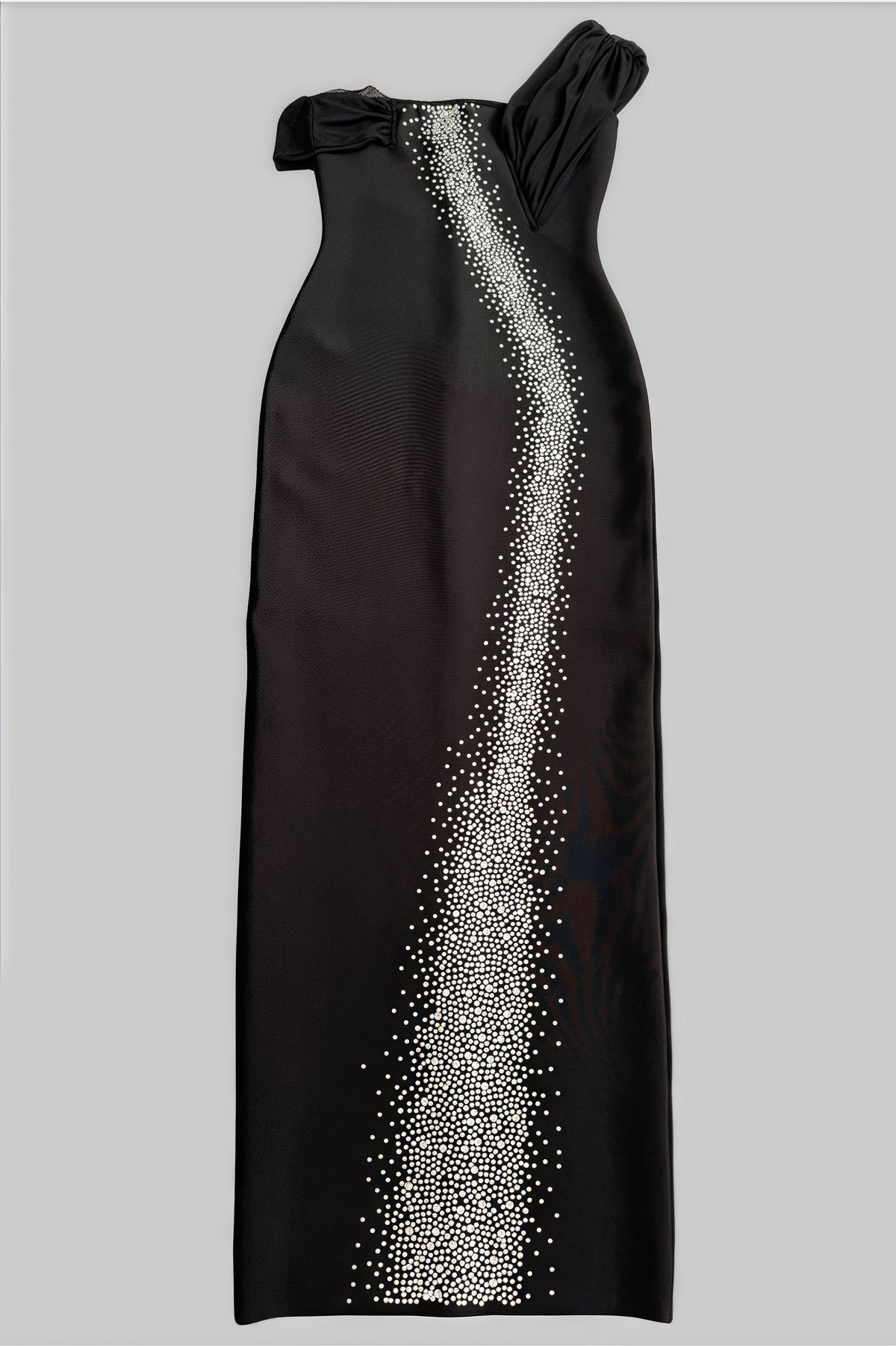 Rhinestone Embellished Asymmetric One Shoulder Bandage Maxi Dress 3