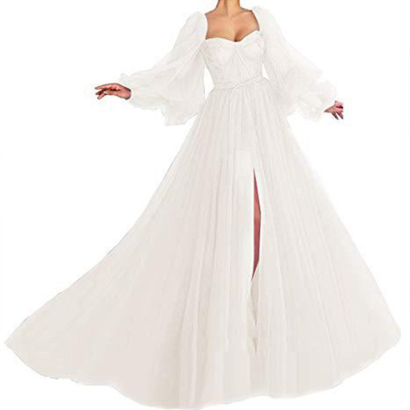 Sweetheart Corset Bodice Floral Embroidery Tulle Maxi Gown - View 2