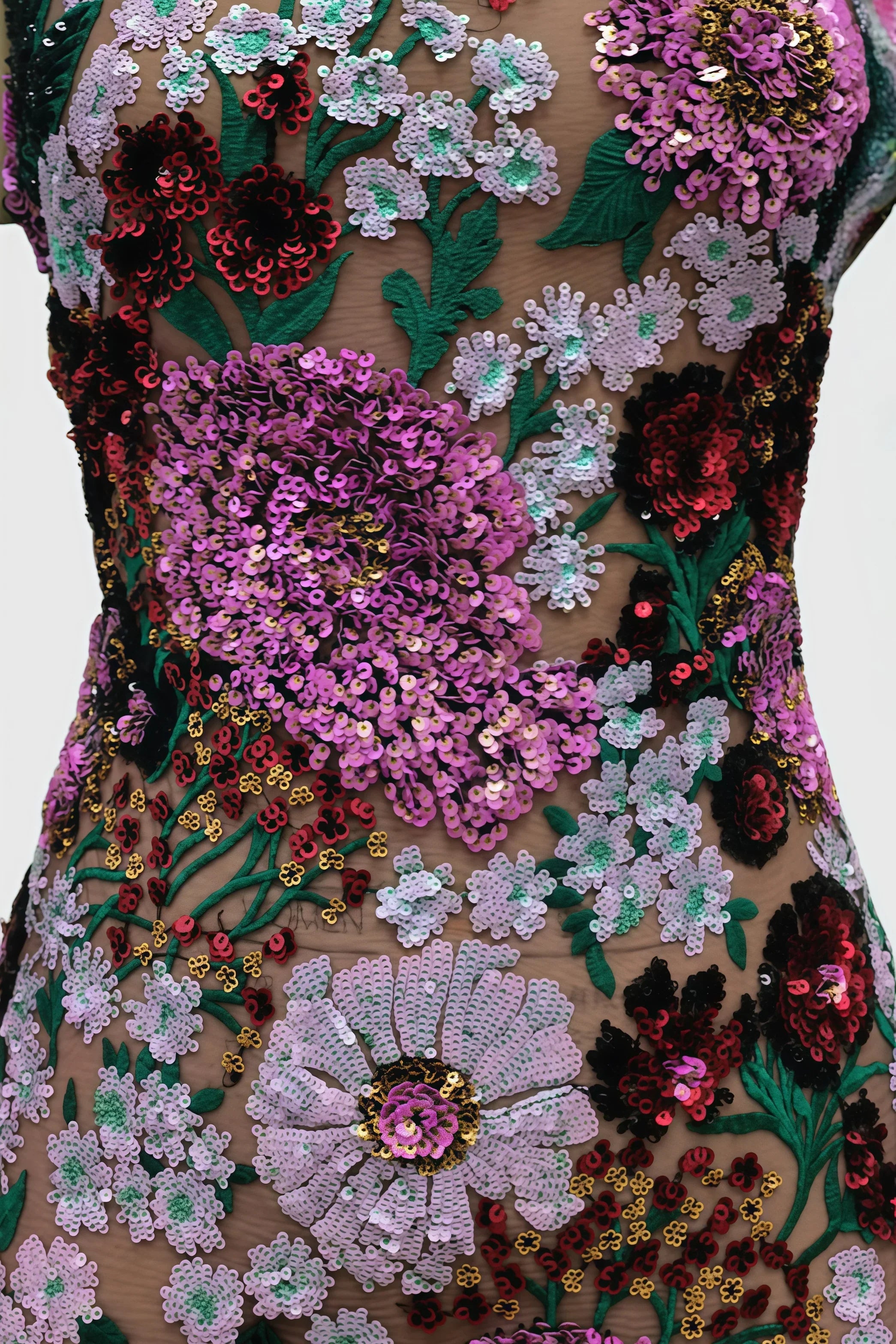 Sequin Floral Halter Neck Fit and Flare Mini Dress