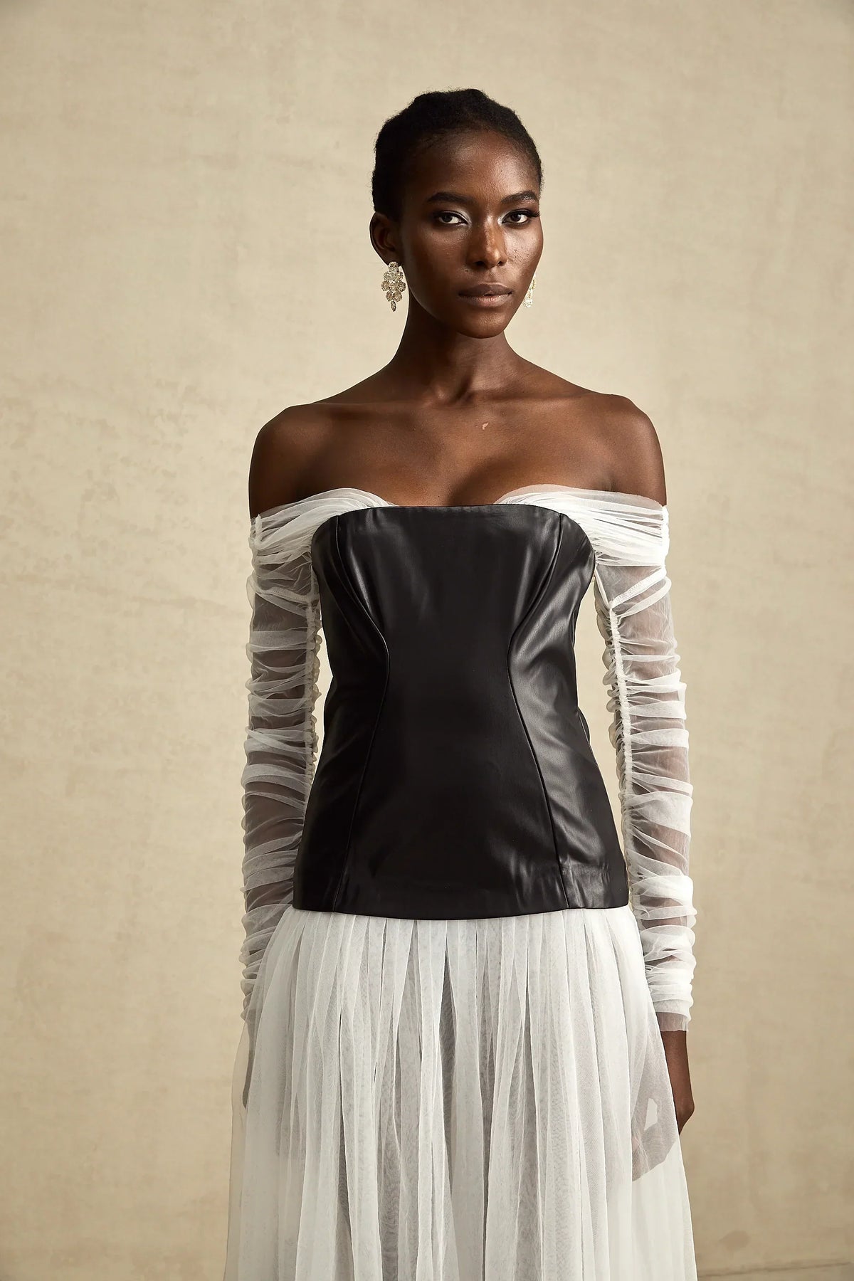 CHIC OFF SHOULDER MESH MAXI DRESS