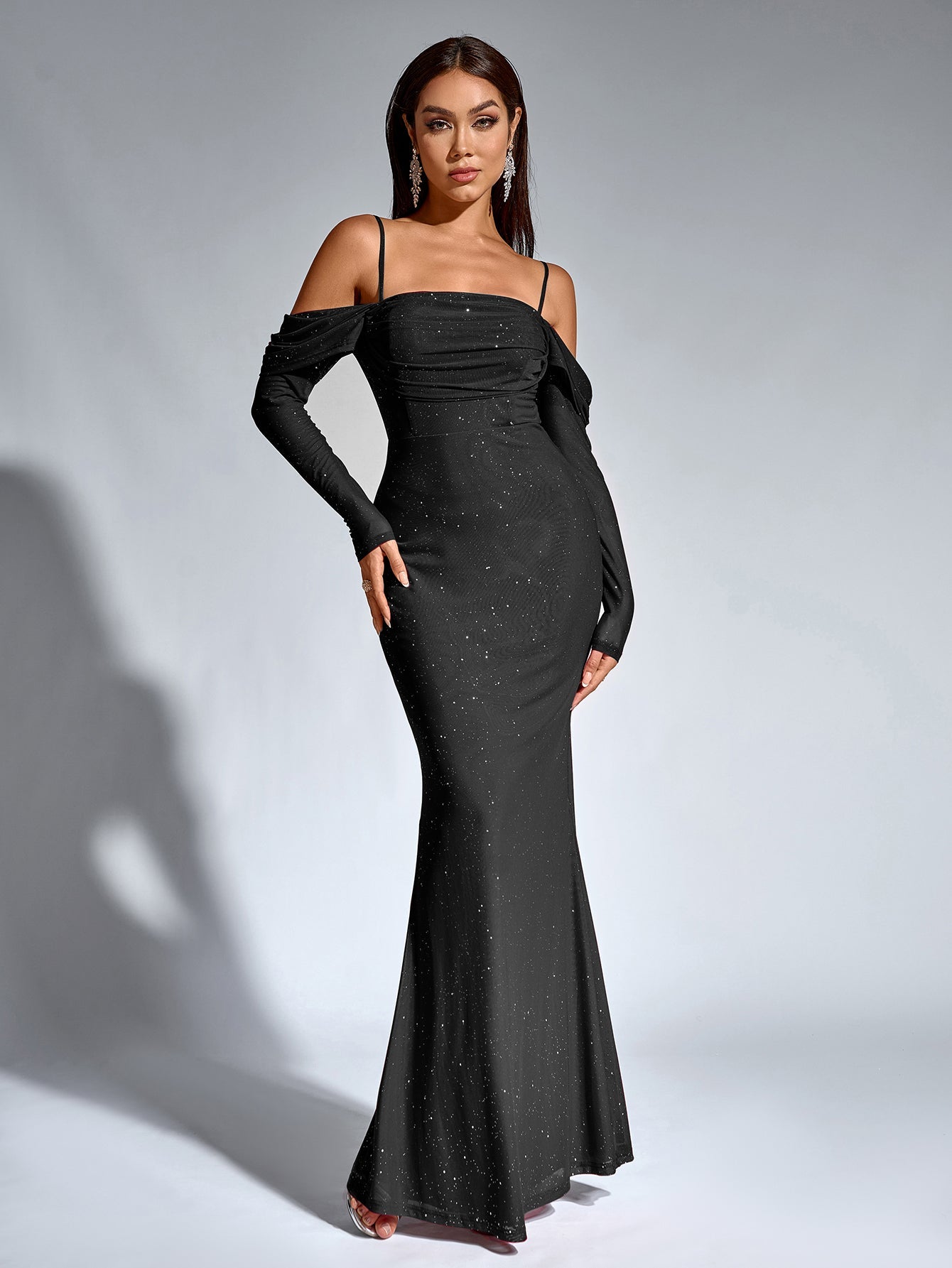 Velvet Strapless Sweetheart Bodycon Maxi Dress