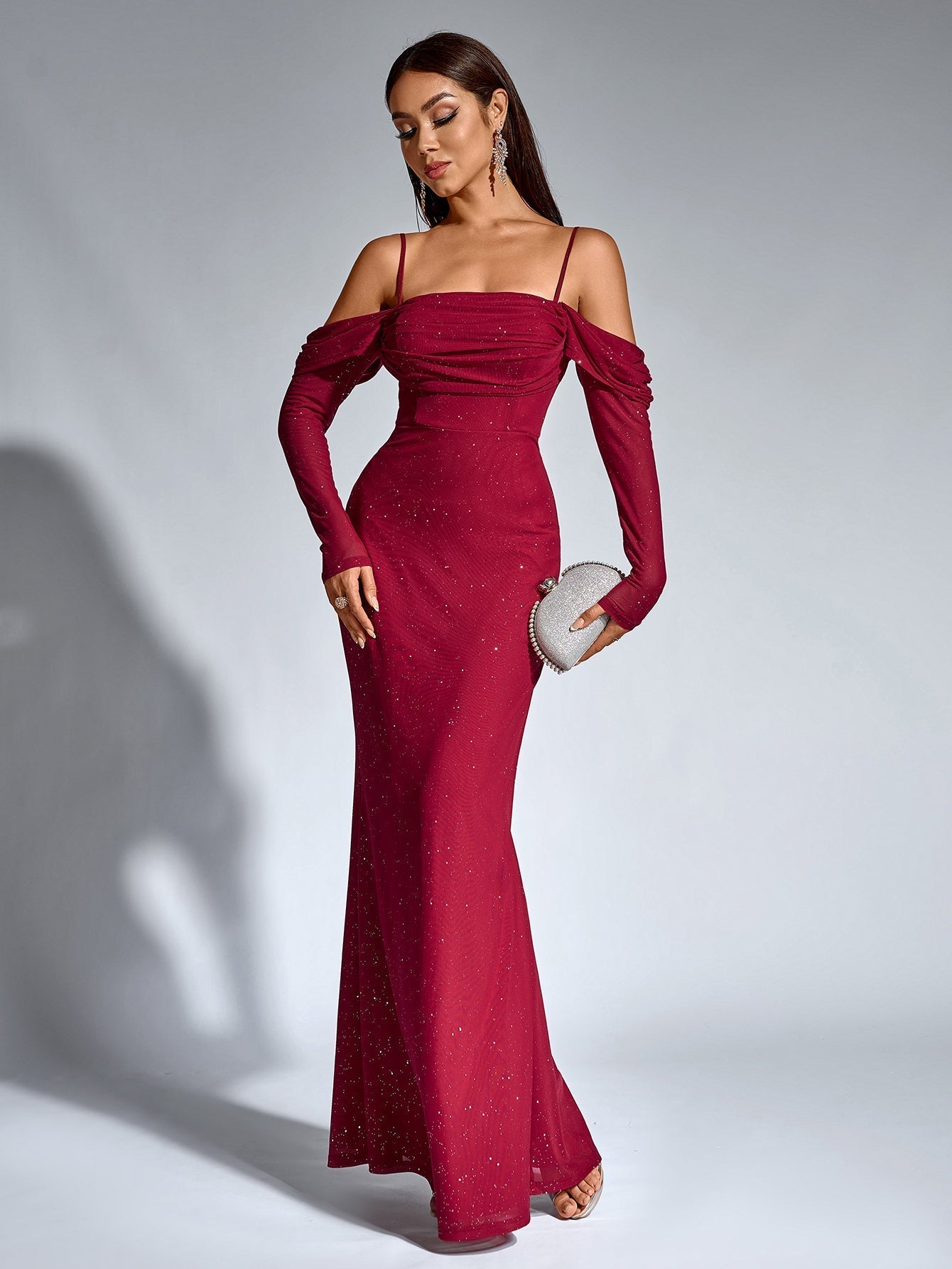 Velvet Strapless Sweetheart Bodycon Maxi Dress