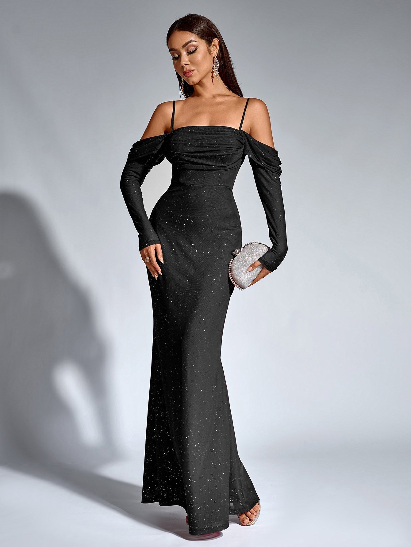 Velvet Strapless Sweetheart Bodycon Maxi Dress