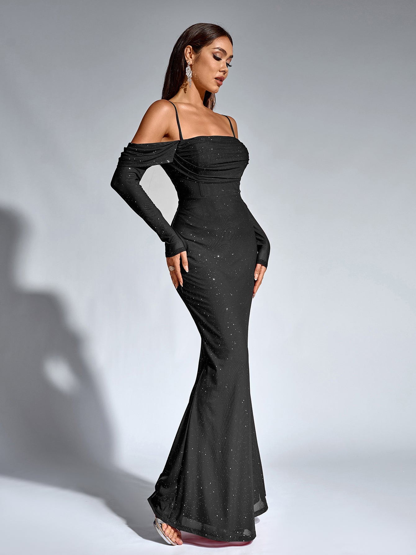 Velvet Strapless Sweetheart Bodycon Maxi Dress