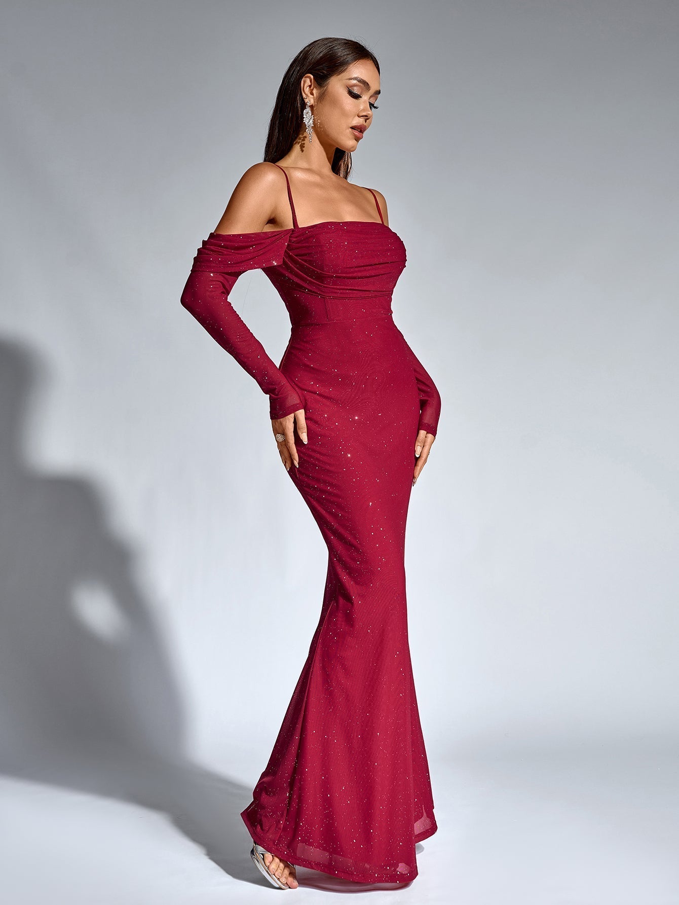 Velvet Strapless Sweetheart Bodycon Maxi Dress