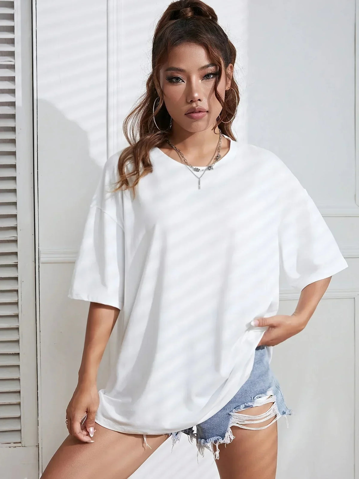 Crew Neck Drop Shoulder Oversized T-Shirt