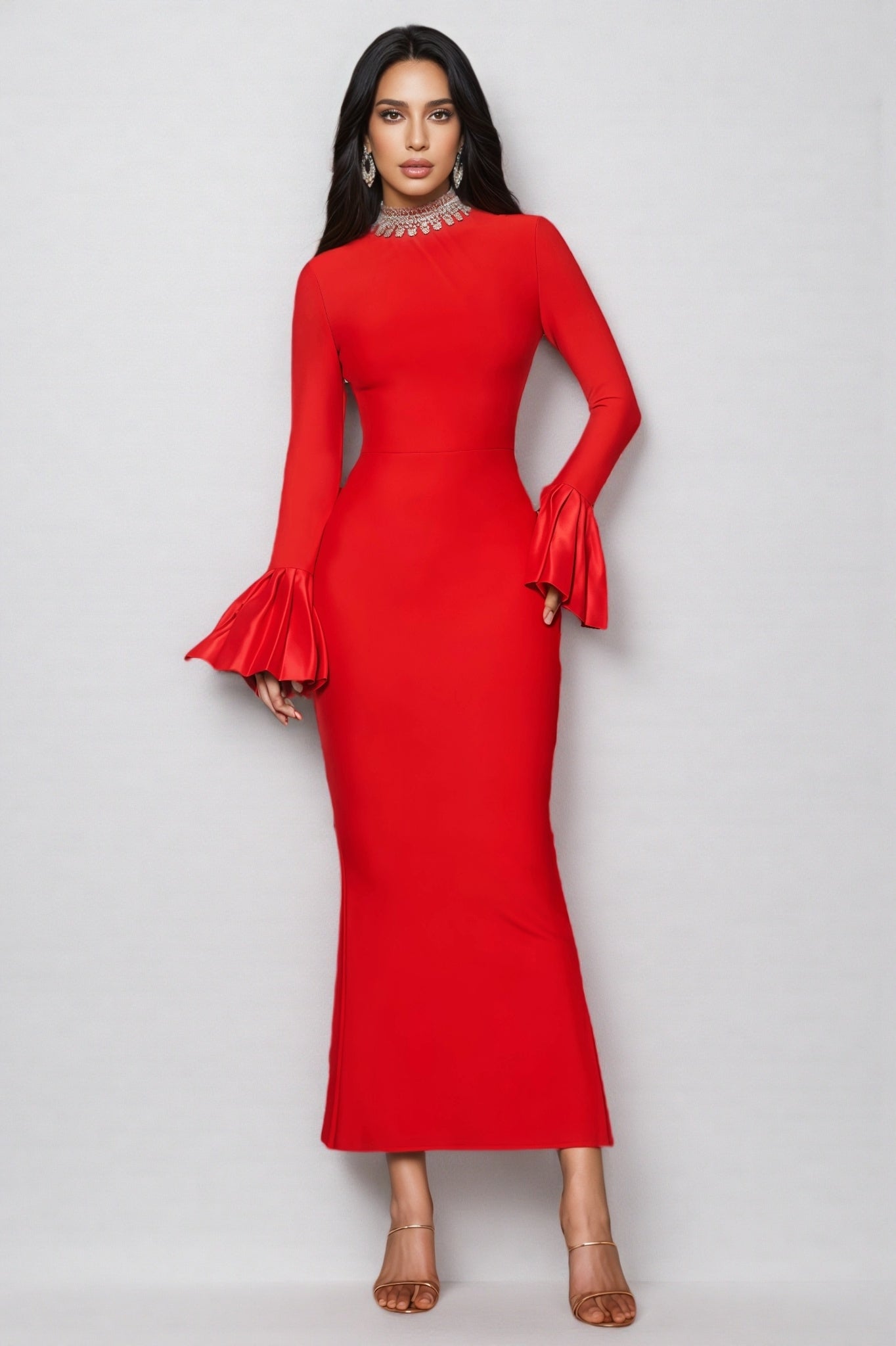 Jensen Rhinestone Bandage Maxi Dress - View 2
