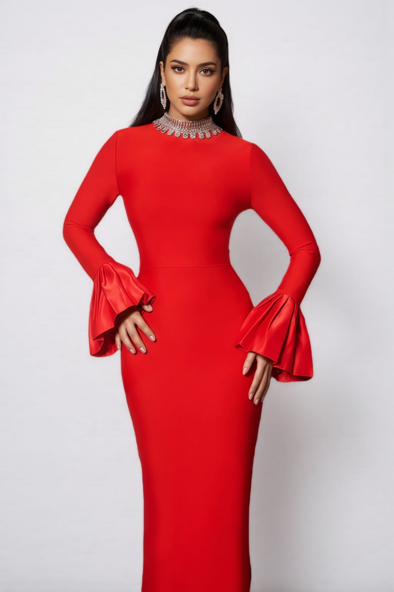 Jensen Rhinestone Bandage Maxi Dress - View 4