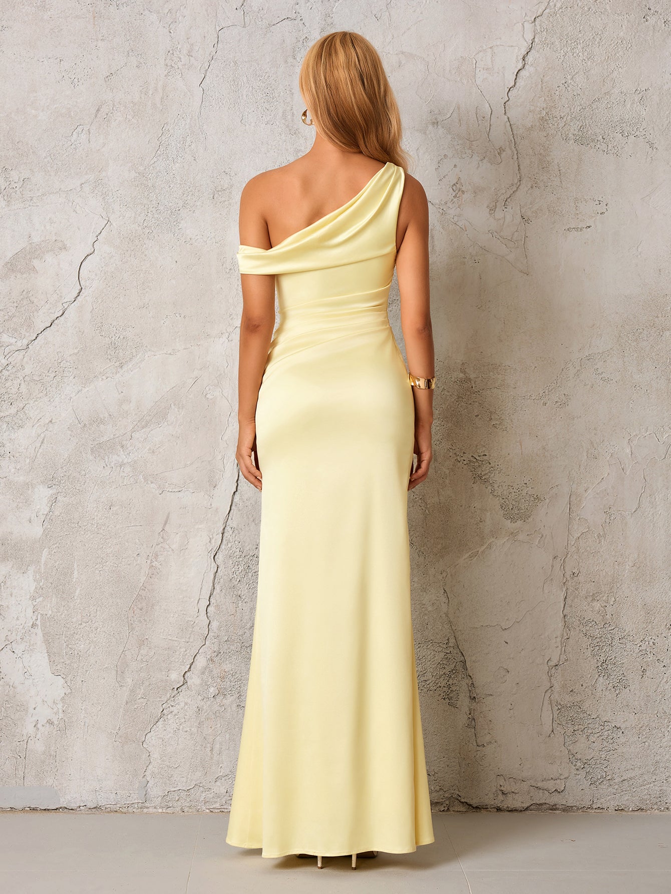 One Shoulder Satin Bodycon Dress - View 2