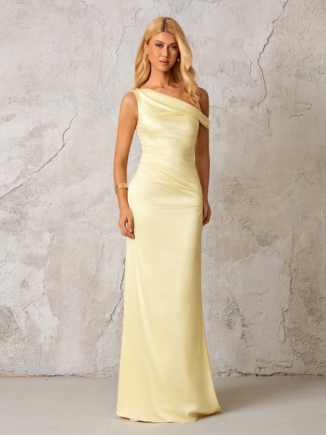 One Shoulder Satin Bodycon Dress - View 5