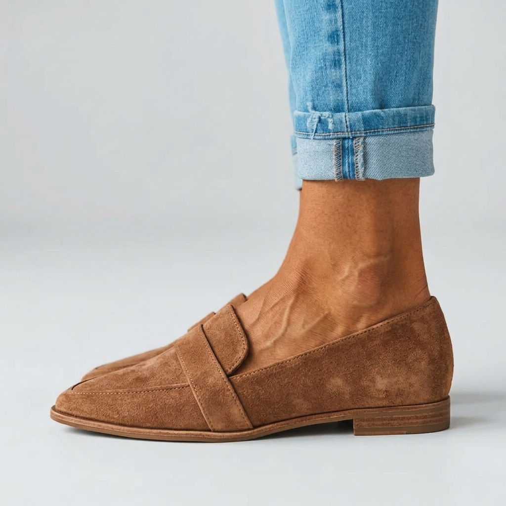 Suede Pointed Toe Flat Slip On Loafers