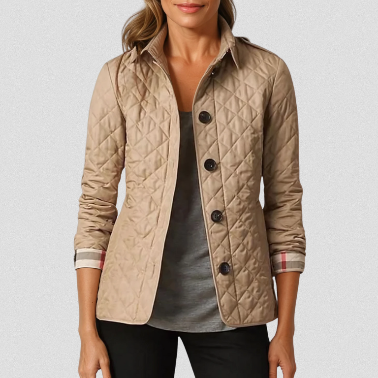 Diamond Quilted Button Front Collared Jacket