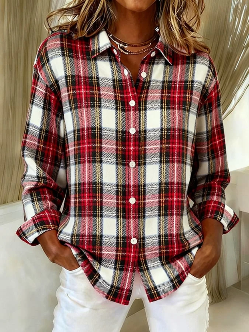 Tartan Check Long Sleeve Button Front Shirt