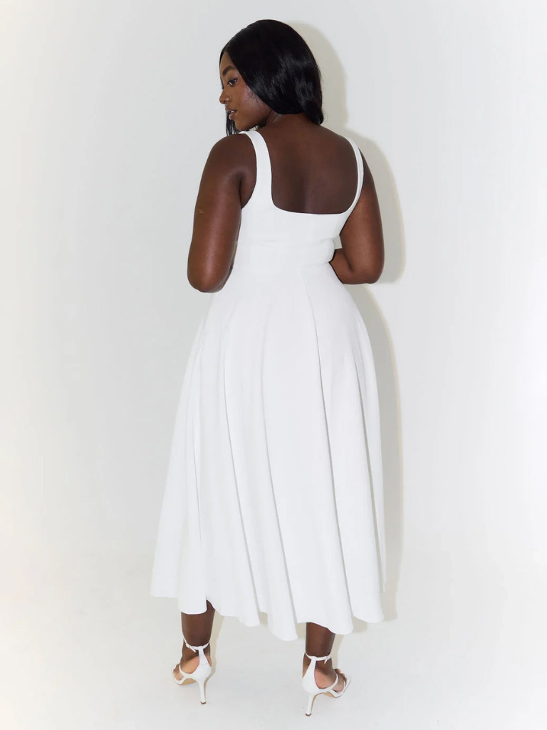Square Neck Sleeveless Fit and Flare Maxi Dress Wedding Guest
