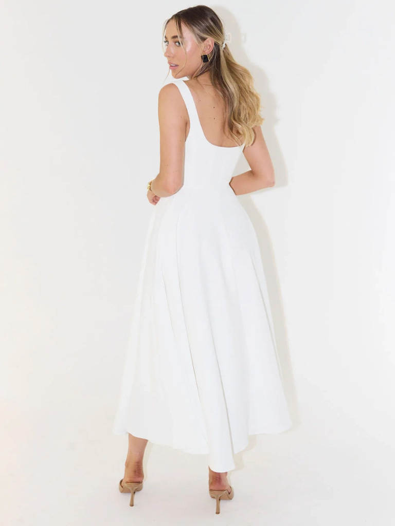 Square Neck Sleeveless Fit and Flare Maxi Dress Wedding Guest