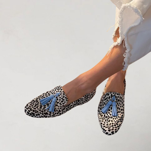 Leopard Print Tassel Round Toe Flat Loafers