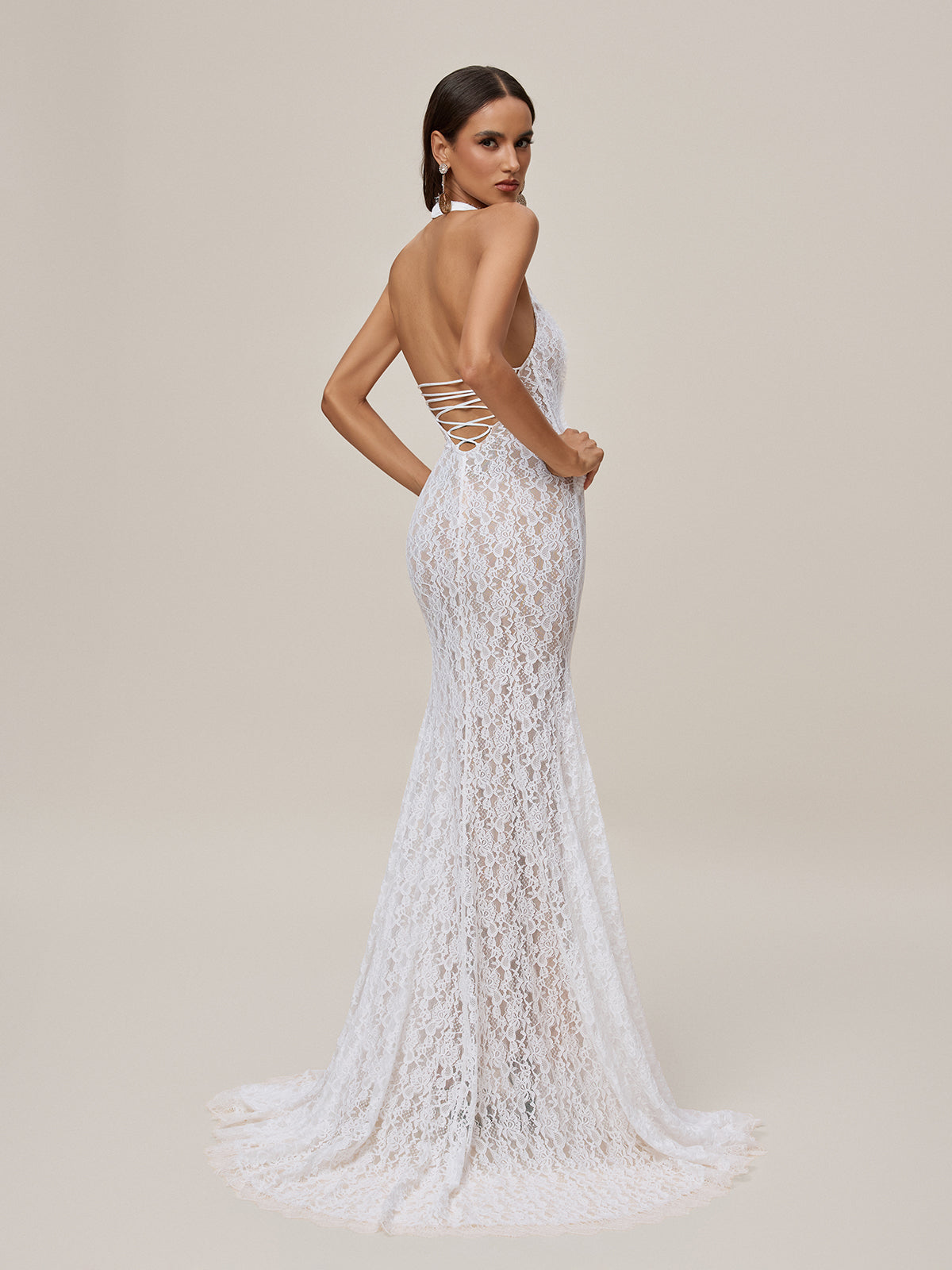 Halterneck Lace Maxi Dress - View 6