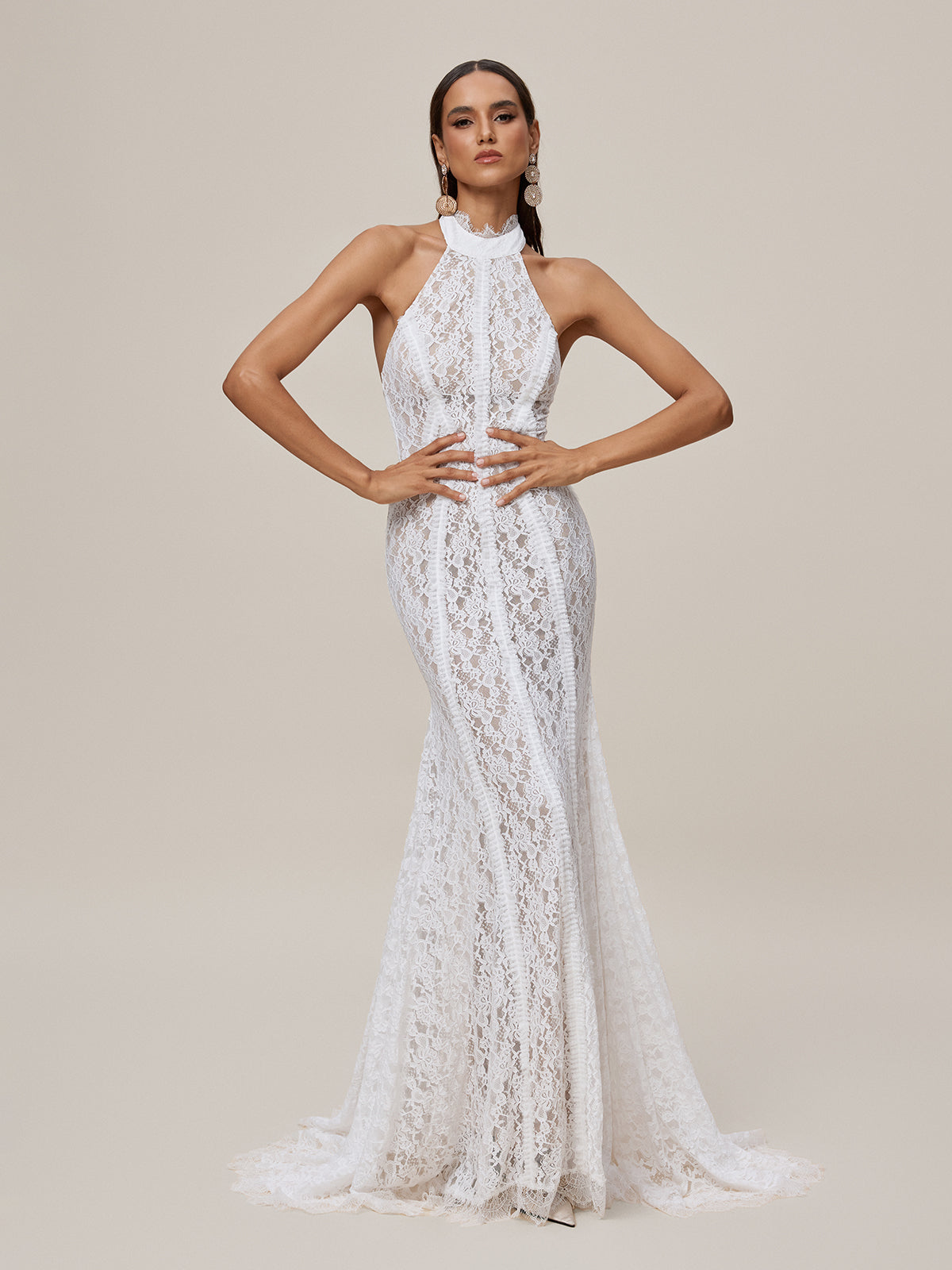 Halterneck Lace Maxi Dress - View 2