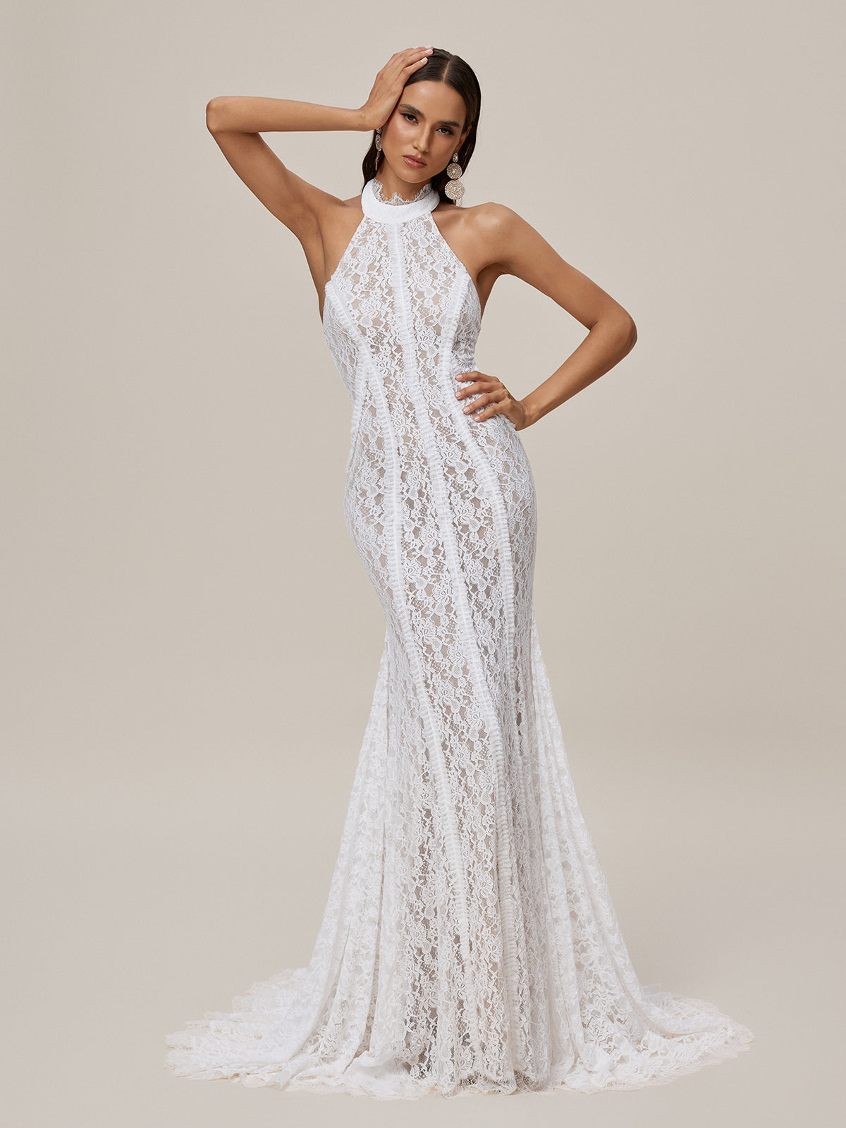 Halterneck Lace Maxi Dress - View 4