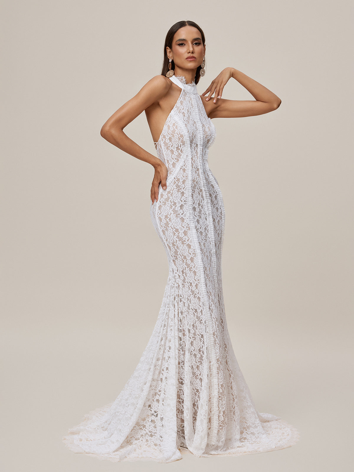 Halterneck Lace Maxi Dress - View 5