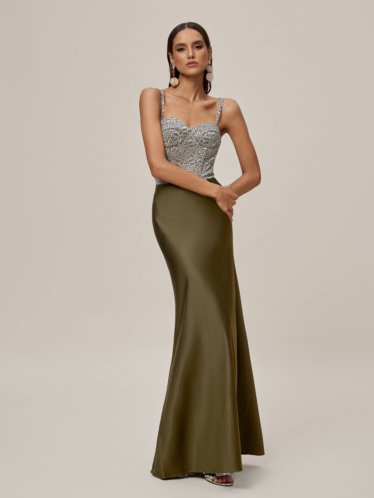 Spaghetti Lace Up Embroidered Maxi Dress - View 2