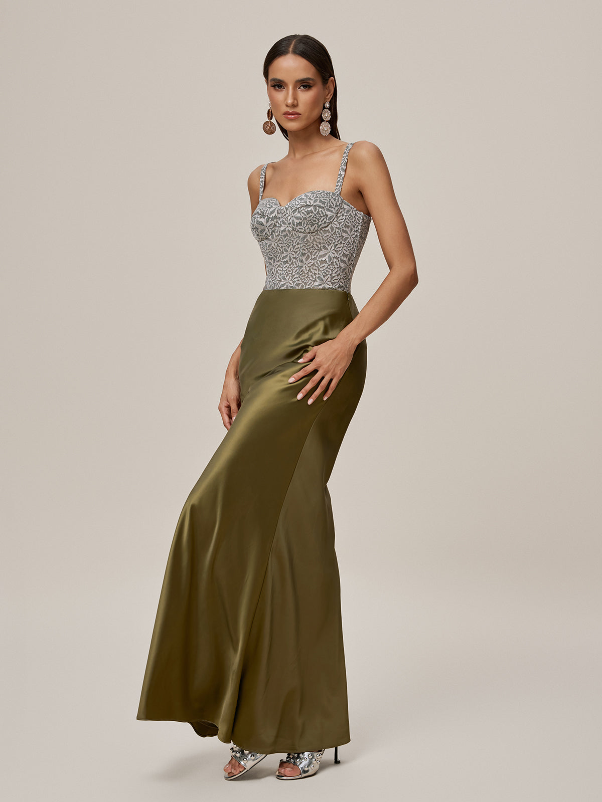 Spaghetti Lace Up Embroidered Maxi Dress - View 5