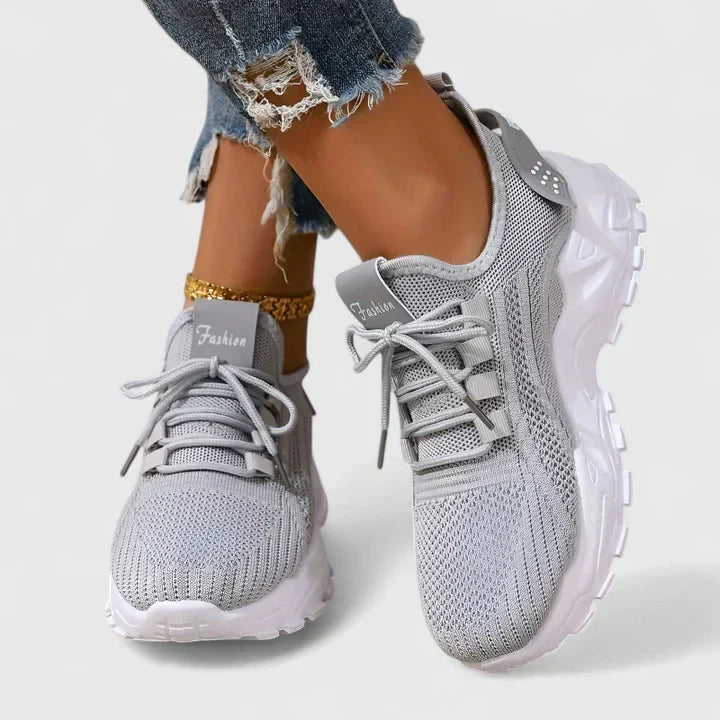 Knit Mesh Lace Up Chunky Sole Sneakers