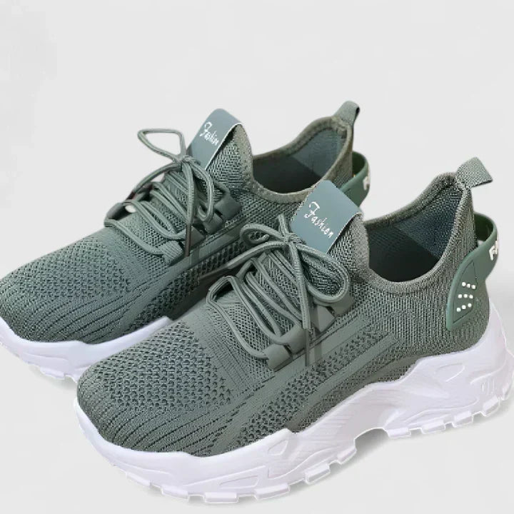 Knit Mesh Lace Up Chunky Sole Sneakers