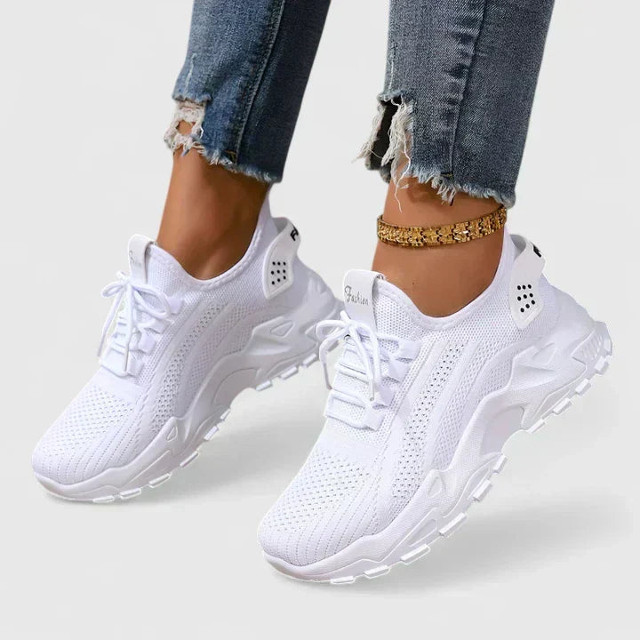 Lace Up Knit Mesh Chunky Platform Sneakers