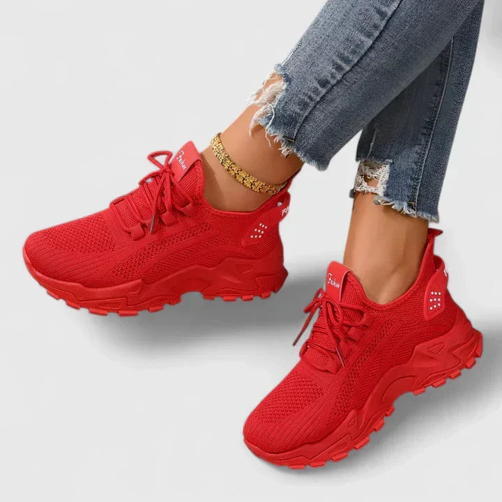 Lace Up Knit Mesh Chunky Platform Sneakers