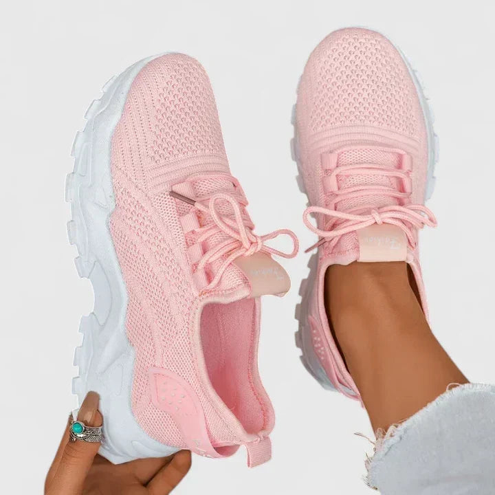 Knit Mesh Lace Up Chunky Sole Sneakers