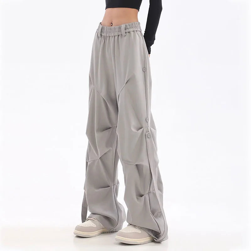 Pleated Cargo Wide Pants