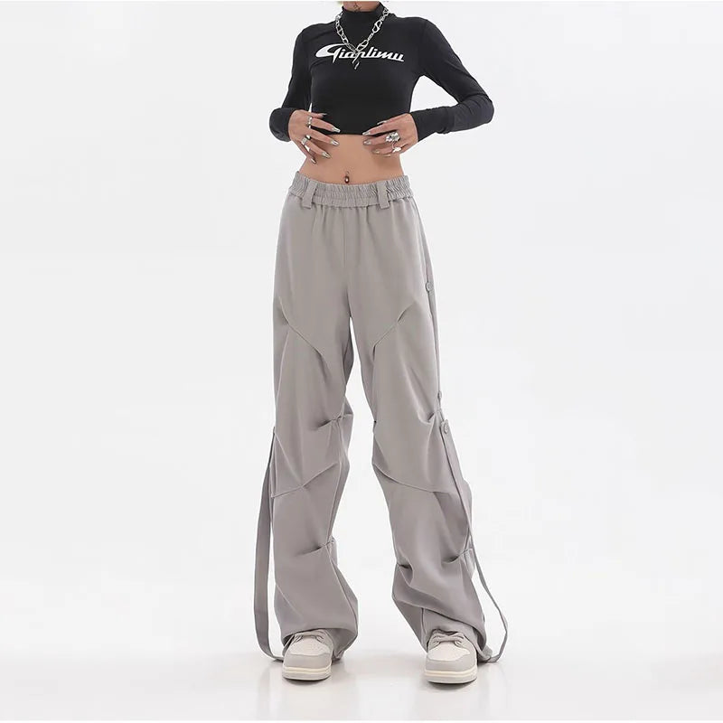 Pleated Cargo Wide Pants