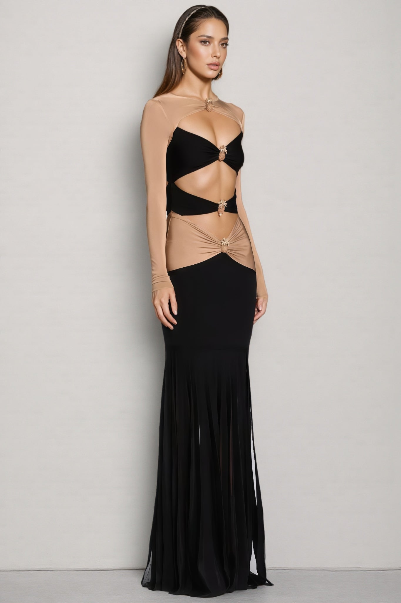 Grace Pineapple Rhinestone Maxi Dress - View 2