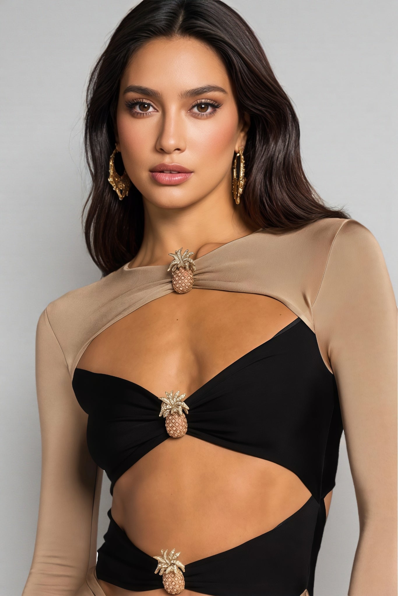 Grace Pineapple Rhinestone Maxi Dress - View 3
