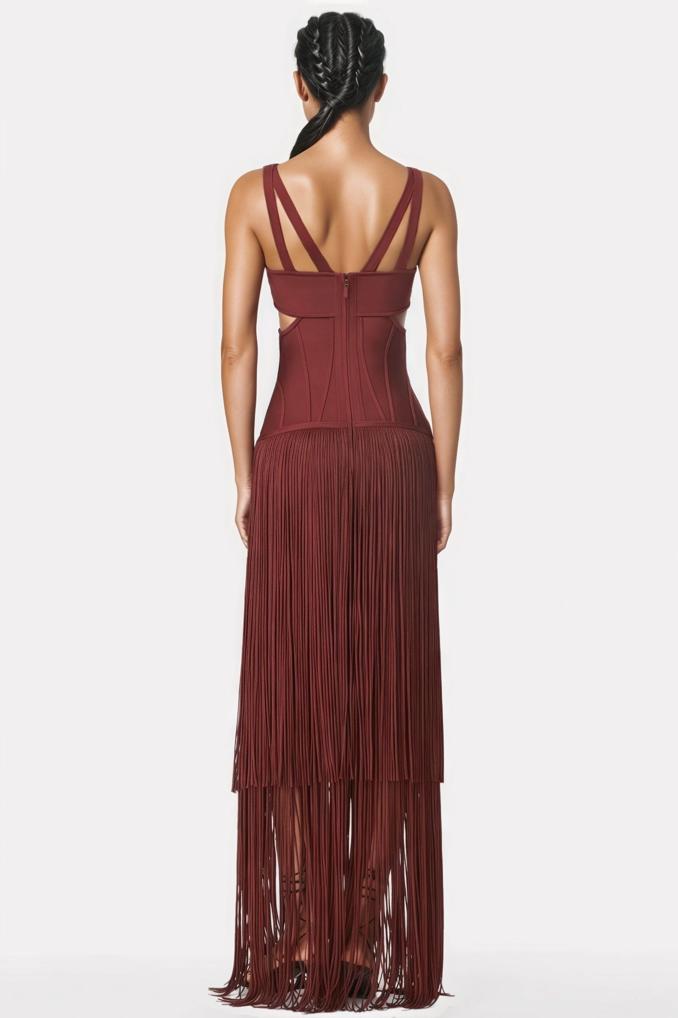 Romo Bandage Cut Out Tassel Midi Dress - View 3