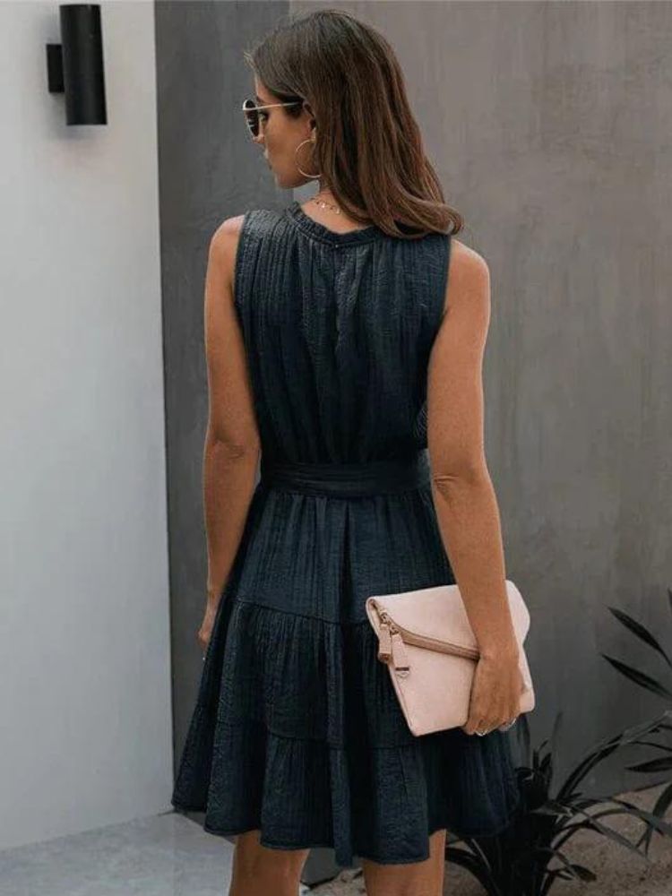 Yolanda Aesthetic Chic Dark Blue Summer Dress Statement Occasion Edit