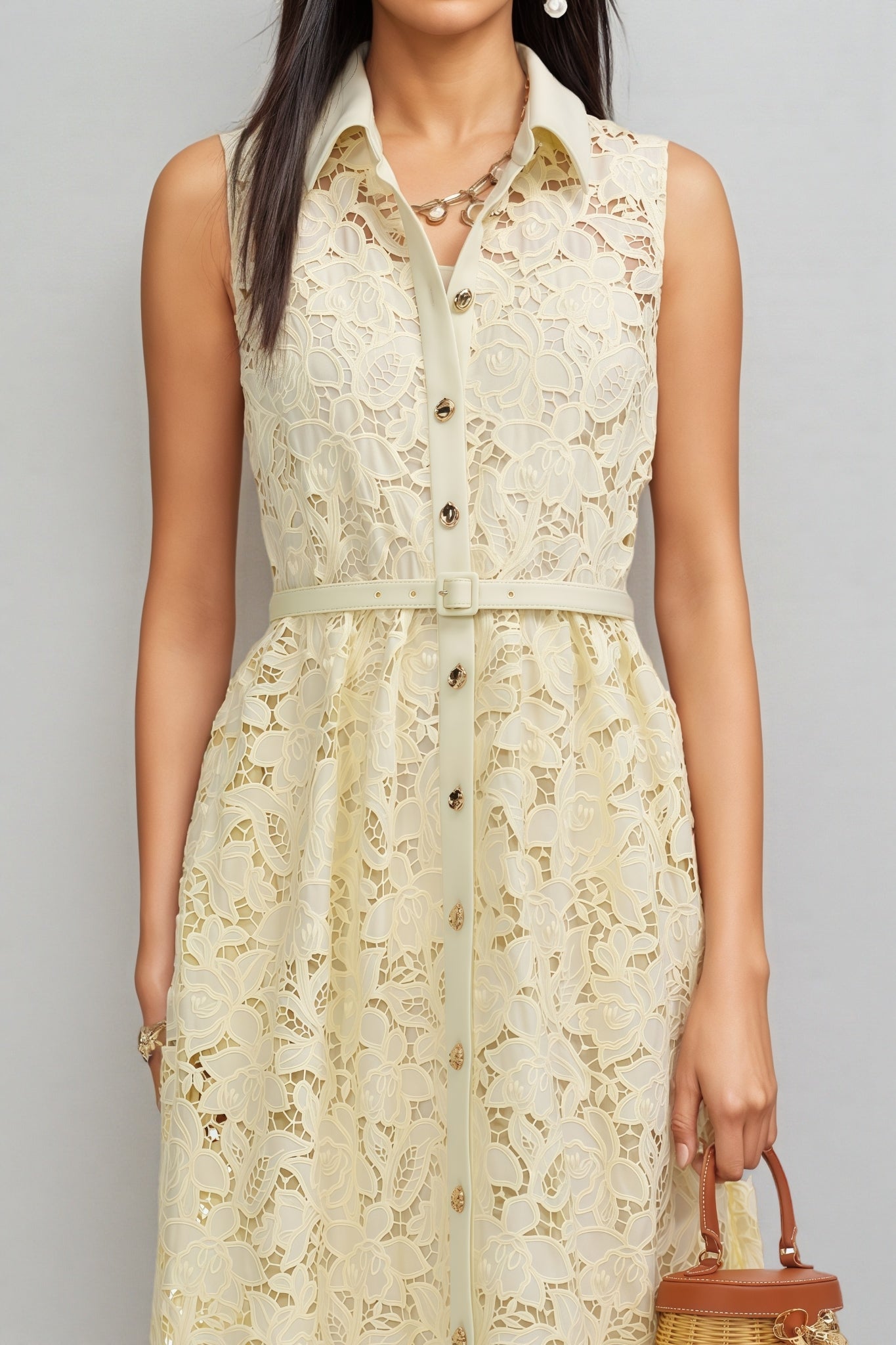 Caialt Yellow Lace Maxi Dress - View 2