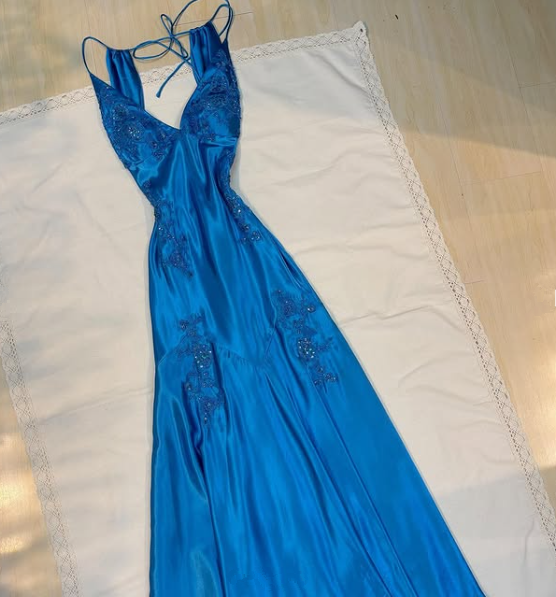 Charming Hot Pink Satin Beaded Prom Dress Evening Gown cc1418