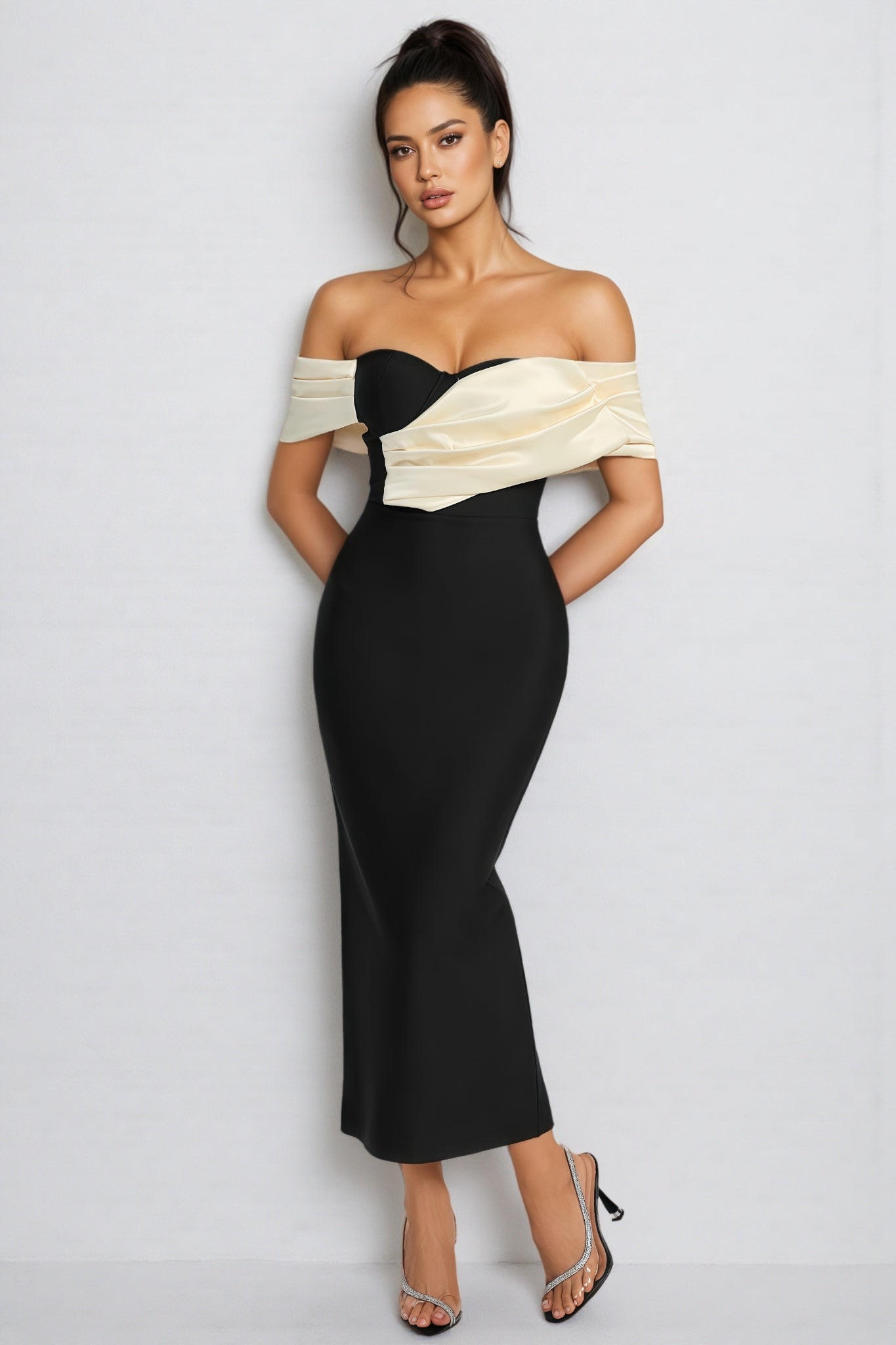 Edw Off Shoulder Bandage Midi Dress - View 3